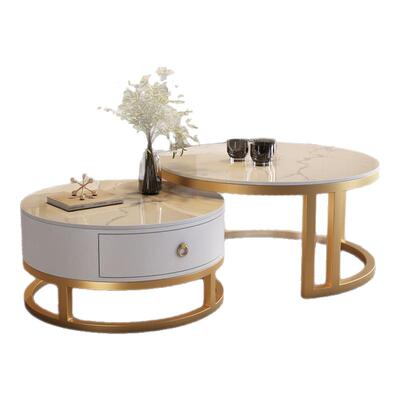 岩板茶几客厅家用轻奢现代茶桌2025新款椭圆形高级感小户型茶几桌