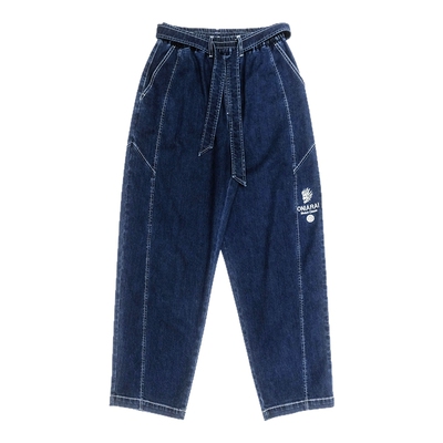 ONIARAI/鬼洗25春夏新品拼接刺绣腰带宽松牛仔男式长裤 25B3401