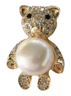 天然淡水珍珠小熊项链14K包金