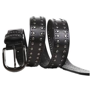 铆钉皮带女宽白色牛仔裤腰带真皮时尚潮流个性装饰纯牛皮裤带女士