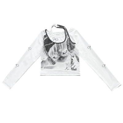 古早轻亚y2k上衣女假两件