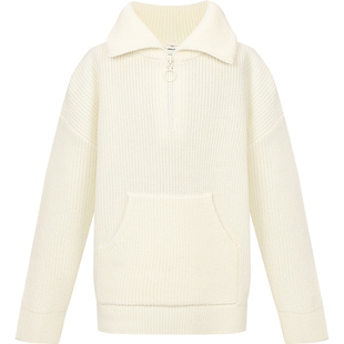 本来BENLAI中性童装羊毛混纺针织衫新款男女童半拉链毛衣