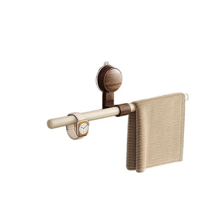 吸盘胡桃木毛巾架家用款免打孔卫生间浴室毛巾杆单杆浴巾挂杆挂架