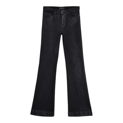 7 For All Mankind26新款黑色复古微喇叭牛仔裤弹力水洗长裤女款