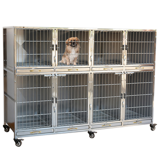 大牛不锈钢狗笼宠物店展示笼宠物医院住院笼多层双层子母笼寄养笼