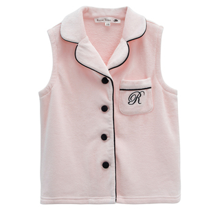 rosetree儿童法兰绒秋冬季背心女童珊瑚绒马甲保暖家居服上装睡衣