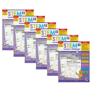Evan-Moor STEM Lessons and Challenges Grade 小学1-6年级 美国加州教辅 课程与挑战 STEM教育 儿童练习册 英文原版进口图书