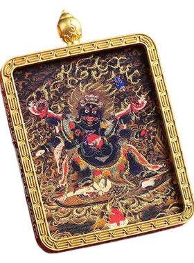 转好运手绘描金六臂大黑天吊坠