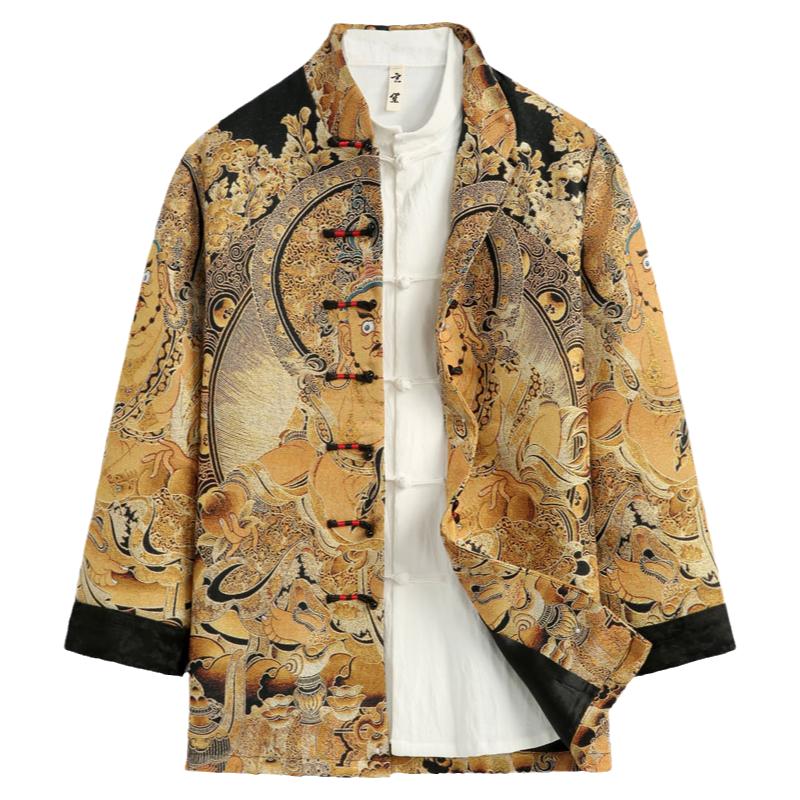 春季新款唐装男中国风男装金线刺绣外套男国潮中式手工立领盘扣