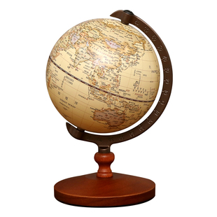 【天屿】20cm经典仿古木质地球仪美式正版学生用初中生书房装饰小号复古中英文工艺品摆件高清男孩生日礼物
