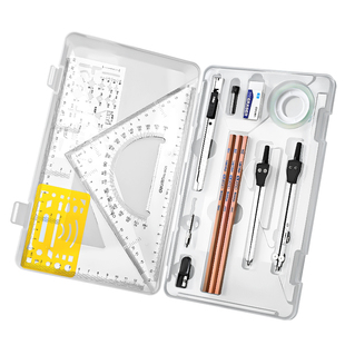 得力工程机械制图绘图工具套装专业绘图工具包画图作图建筑土木设计化工专业大学生cad圆规工业仪器尺分规包