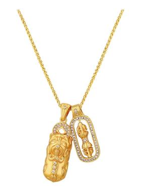 D色莫桑石貔貅金刚杵项链