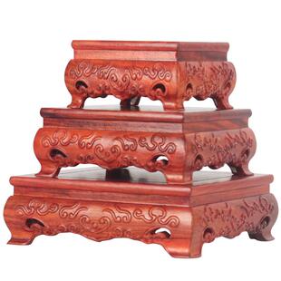 工艺品全实木底座托架佛像香炉花瓶花盆石头奇石加高茶壶木雕摆件