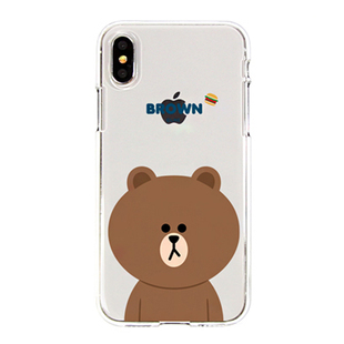 韩国LINE FRIENDS布朗熊适用于iPhoneX手机壳XS软7透明SE2保护套8P