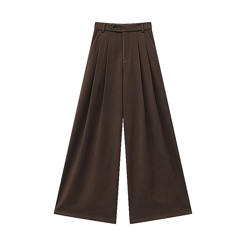 【小敏推荐】KEN STUDIO秋冬加厚呢料压褶女高腰宽松垂感阔腿裤