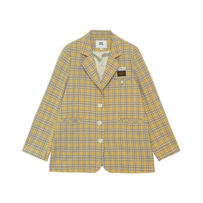 荷宝娜微胖定制短款格子西装外套女秋季宽松小西服设计感气质上衣