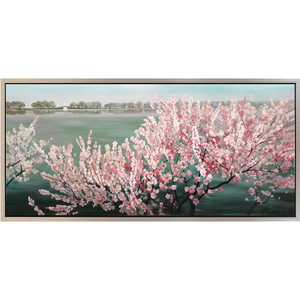 西湖十景苏堤春晓手绘油画