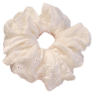 韩国慵懒风镂空刺绣蕾丝肥肠圈基础网红米色温柔气质发绳皮筋发圈