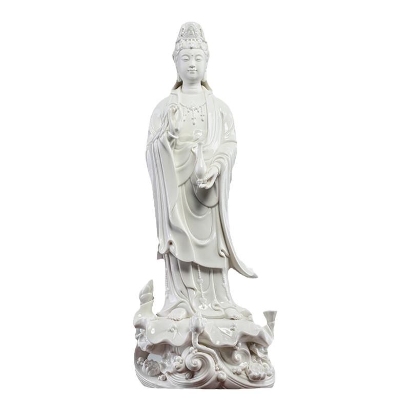 戴玉堂陶瓷擺件《五蓮觀世菩薩像》德化白瓷觀音站像佛像家用供奉