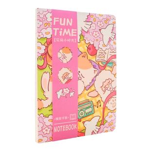 可爱插画猫咪笔记本空白日记手帐本记事裸装本旅行集章动物盖章本