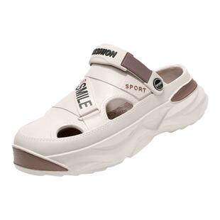 洞洞鞋男夏季厚底踩屎感莆田包头拖鞋两用大码46户外沙滩运动凉鞋