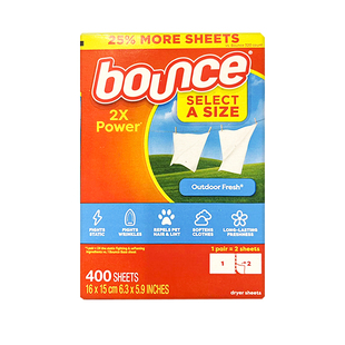 美国直邮 Bounce邦氏4合1香衣柔顺纸抗静电除皱可用于烘干机400片