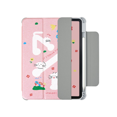 Ufology原创适用ipadair4/5保护壳pro11寸保护套air3平板mini6磁吸2022苹果2018粉色7/8/9/10代猫咪春天