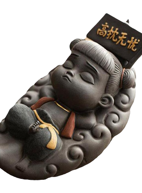 紫砂卡通哪吒桌面创意陶瓷礼品