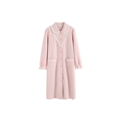 罗丝美纯棉女士暖棉布居家睡袍