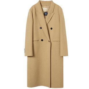 【纯羊绒】LANCY/朗姿2025冬新款老钱风双面呢双排扣人字纹长大衣