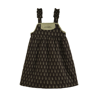 砚台家女童加厚夹棉背带裙冬装新款儿童碎花保暖背心裙宝宝中长裙