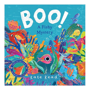 嘭!水下谜团 一个关于鱼的神秘故事 英文原版 Boo A Fishy Mystery 凯特里德 海洋知识启蒙绘本 色彩启蒙 亲子共读 平装 搭小小象