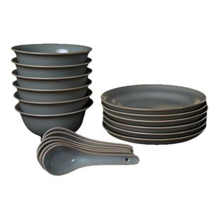 汝州原产地原矿汝瓷 汝官窑 仿古釉 餐具套装 盘碗勺 乔迁礼品