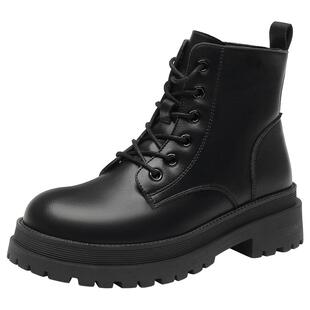 大东2025冬季新款女鞋时尚百搭英伦风马丁靴圆头侧拉链女靴子0004