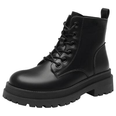 大东马丁靴加绒保暖女短靴粗跟