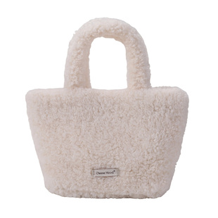 定制款~韩系百搭毛绒手提包女秋冬小众上班手拎包可爱毛毛小包包