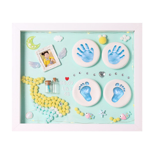 宝宝满月手足印婴儿脚印手印泥相框新生儿手足模胎毛纪念百天礼物