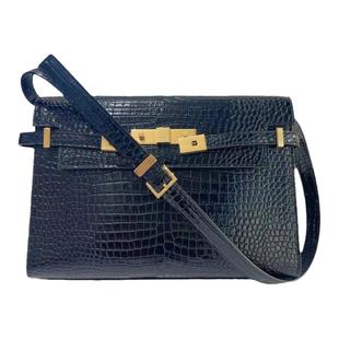 真皮杨树林曼哈顿包包女腋下鳄鱼纹凯莉包复古ol通勤包邮差法棍包