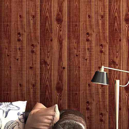 3d立体木头条纹中式仿吊顶天花板阁楼木板木纹壁纸墙纸复古原木色
