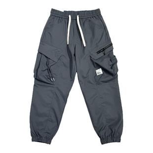 春季新款多口袋工装男裤宽松抽绳绣标拉链装饰束脚裤美式休闲裤男