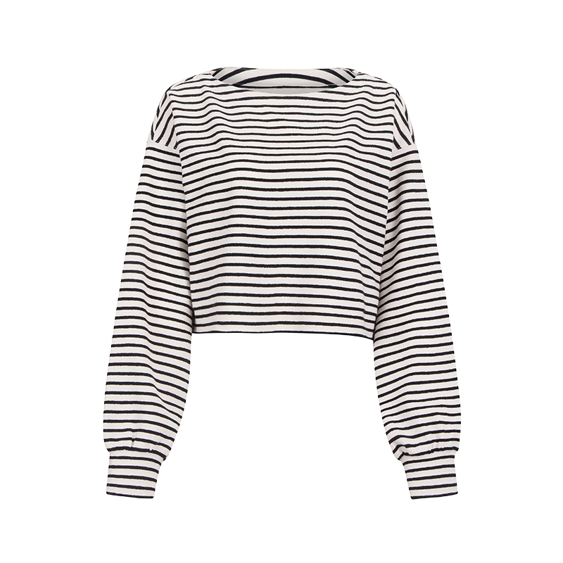 OTHERSTORE 经典条纹 一整套时尚穿搭套头条纹卫衣女抽绳休闲裤裙