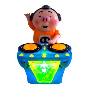 DJ猪小屁儿童玩具 打碟猪可爱走动男孩多功能灯光音乐玩具充电版