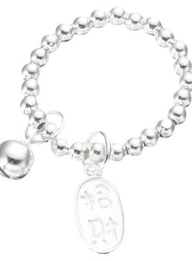 原创设计手作925纯银招财纳福铃铛串珠戒指转运食指戒可定制尺寸