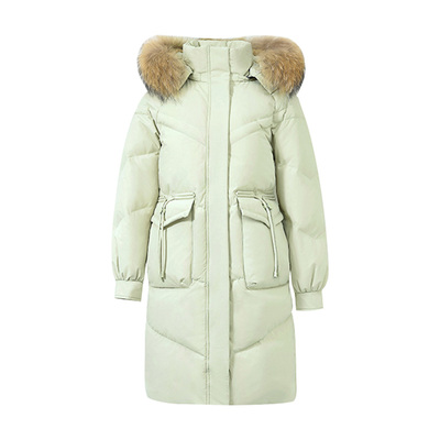 啄木鸟2025冬季新款高档中长款羽绒服女士时尚毛领加厚保暖外套女