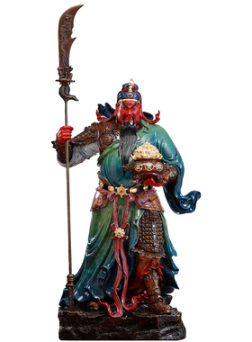 纯铜热着色关公神像店铺招财摆件