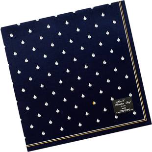 日本制造薄款男士手帕纯棉吸汗男手绢全棉口袋巾帆船纹商务方巾