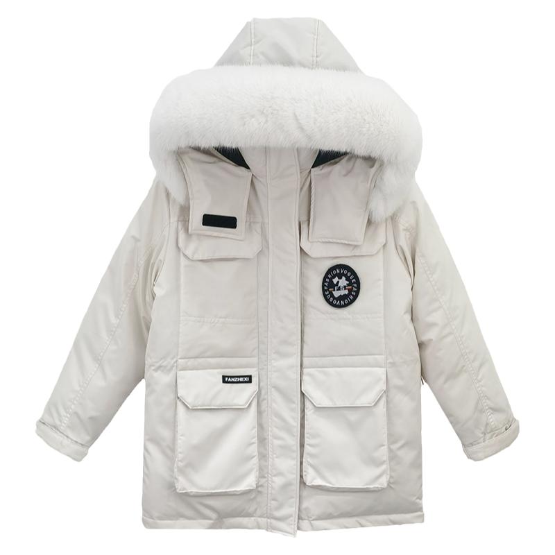 2025年冬季新款工装羽绒棉服女士中长款韩版加厚学生棉派克服外套