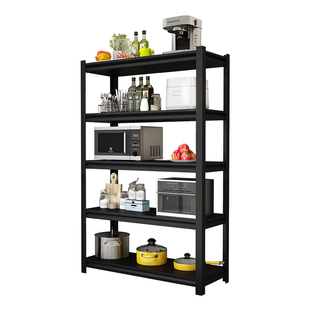 超市仓库家用厨房架黑色货架储物架落地碳钢收纳多层铁架子置物架