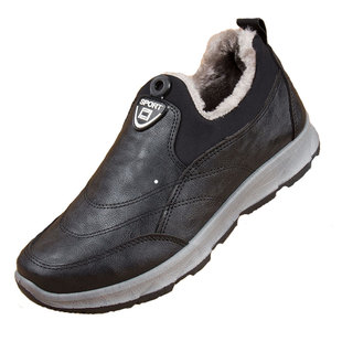 男鞋防水棉鞋男士老年人冬鞋2025男款新款冬季防滑一脚蹬加厚暖鞋