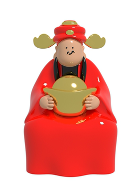 禁止悲伤抱财神小众创意摆件